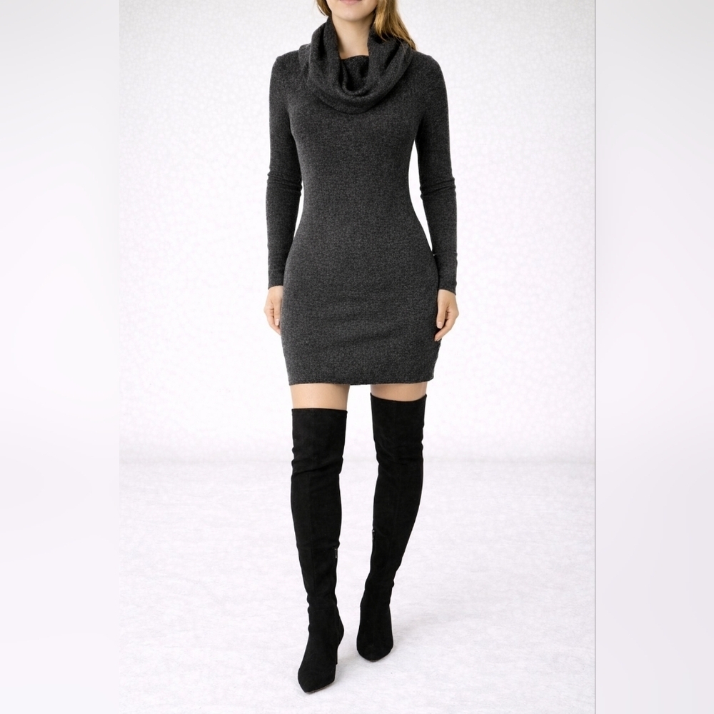 French Connection Cozy Charcoal Cowl Neck Sweater Dress Sz S